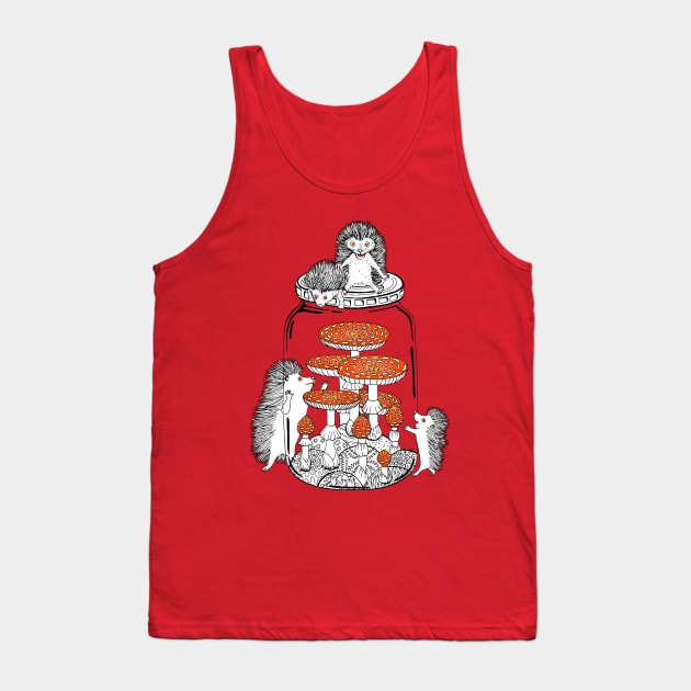 Hedgehog & Amanita Mushroom Tank Top by ruta13art